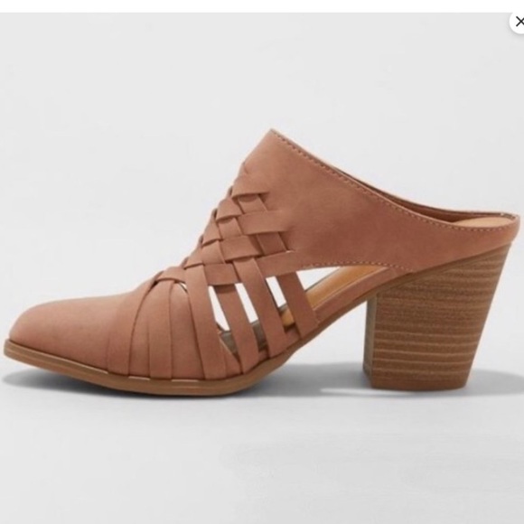 Universal Thread “Aiden Huarache" Brown Heeled Mules - Picture 2 of 9